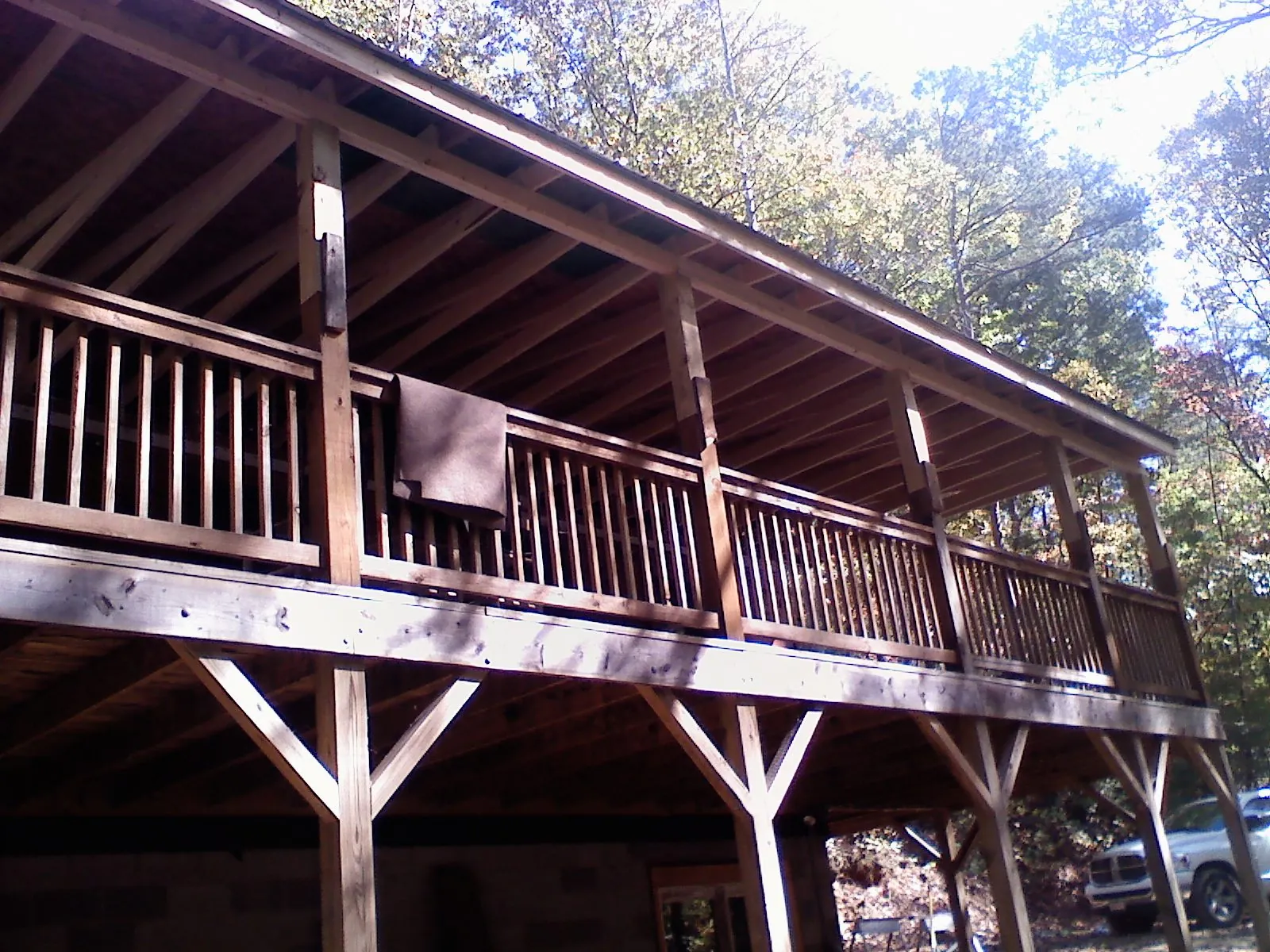 Timber framing under a new elevated porch and deck — Roof Leak Repair in Lower Salem by Roofing Brothers